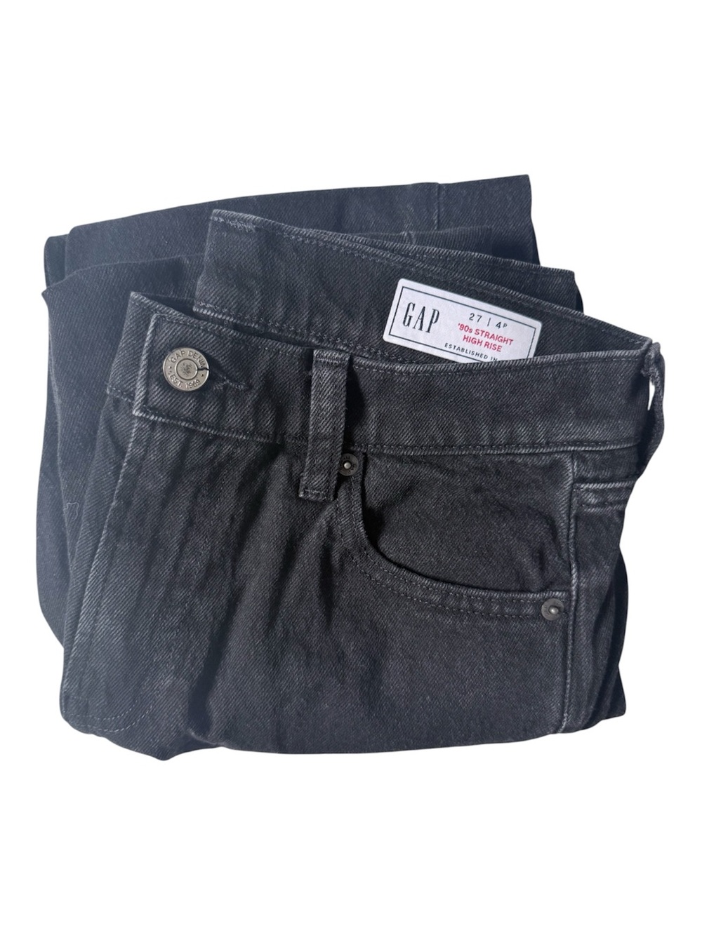 GAP 90s Straight High-Rise Jeans Black 4P Petite EUC